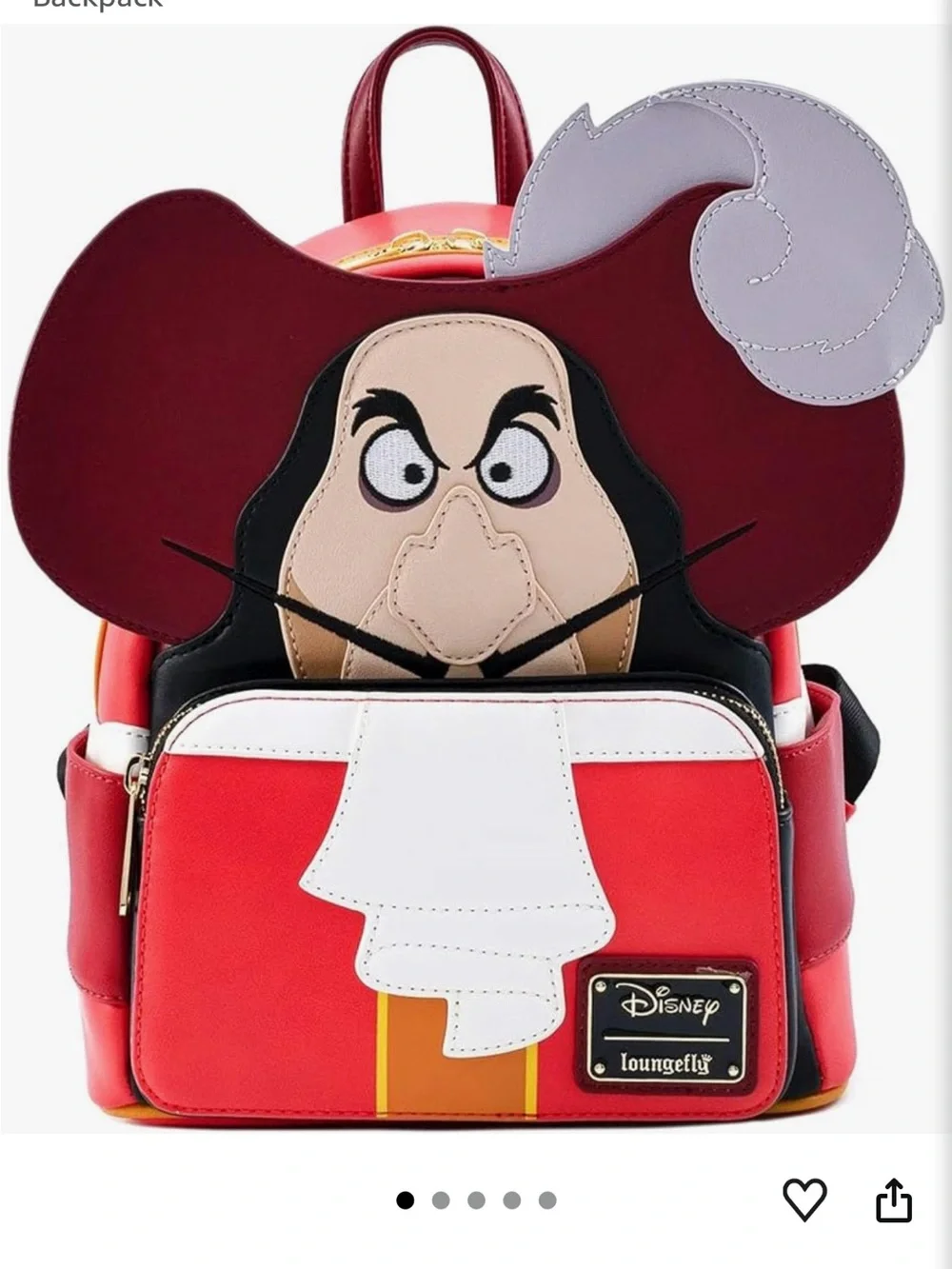 Loungefly Disney Peter Pan Captain Hook Cosplay Mini Backpack